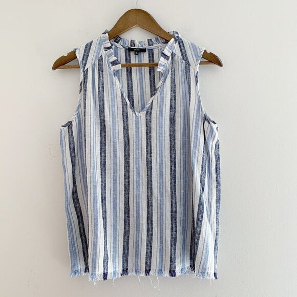 Drew Stella Linen Tank Top Small Striped Sleeveless - Picture 1 of 8